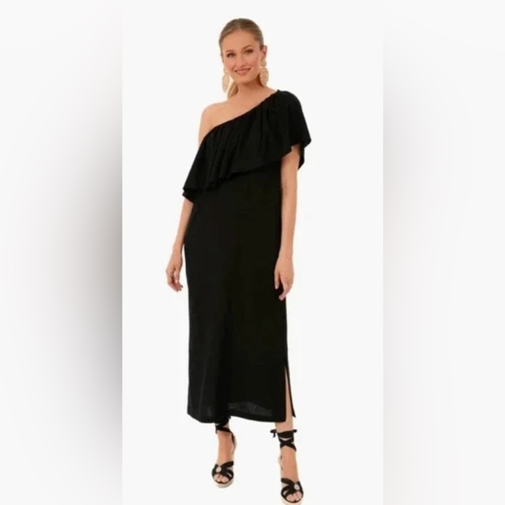 Pomander Place black Florencia on shoulder linen dress - small- NWOT- never worn